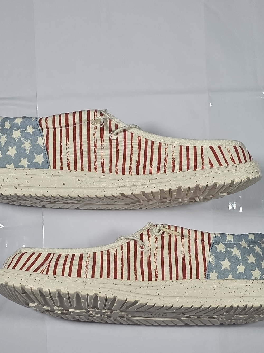 Hey Dude Men's Americana Stripe Canvas Shoes - Cream, Red, Blue - Picture 4 of 7